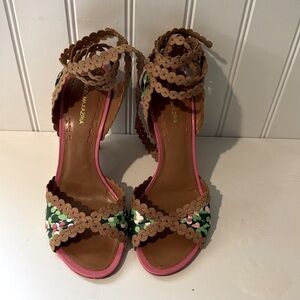 BCBG Leather wedges with ankle wraps